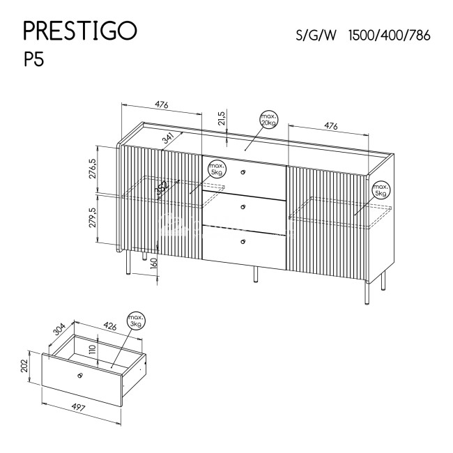 Komoda PRESTIGO P5