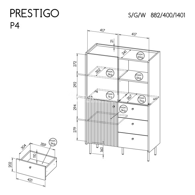 Komoda PRESTIGO P4