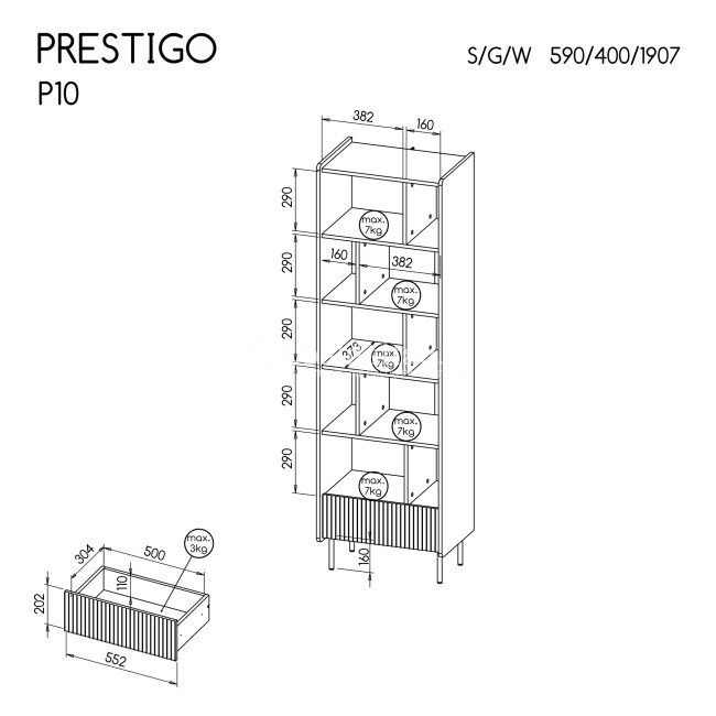 Pastatoma lentyna PRESTIGO P10