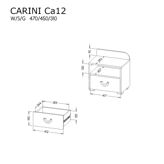 Naktinė spintelė CARINI CA12