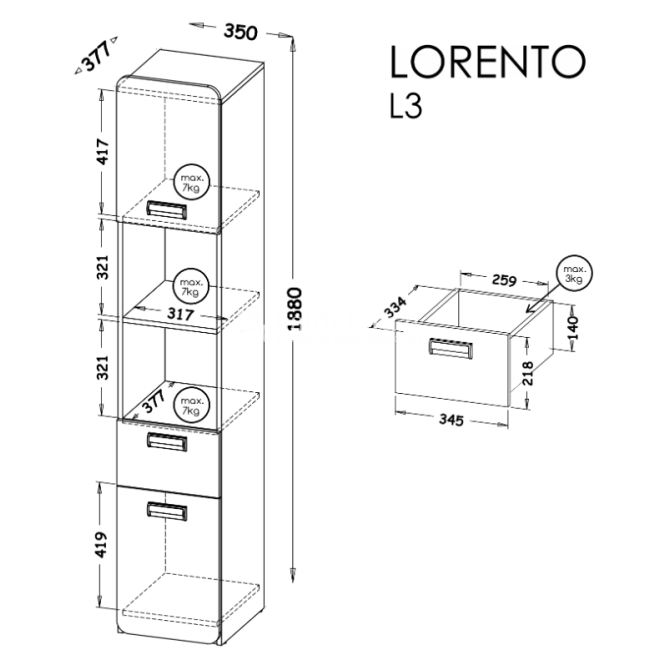 Spintelė LORENTO L3 uosis koimbra violetinė