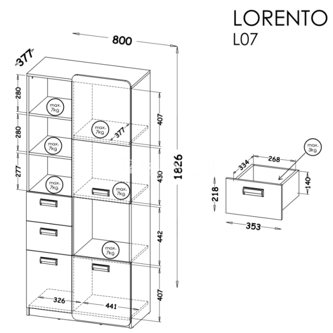 Pastatoma lentyna LORENTO L7 uosis koimbra žalia