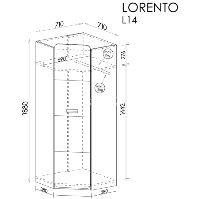 Kampinė spinta LORENTO L14 uosis koimbra violetinė