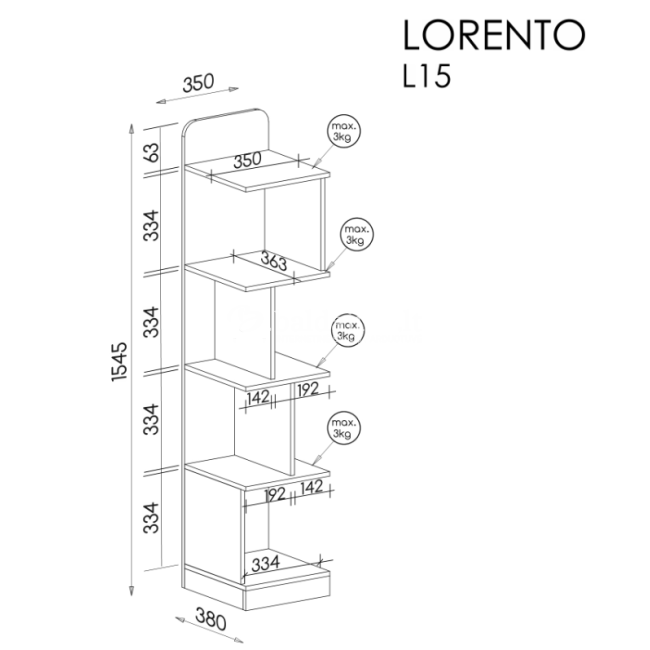 Pastatoma lentyna LORENTO L15 uosis koimbra žalia