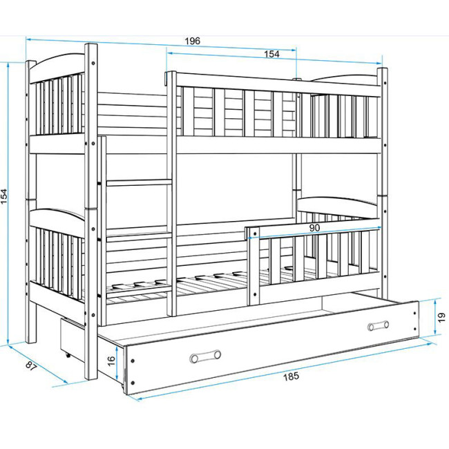 Dviaukštė lova KUBUS 2 BR